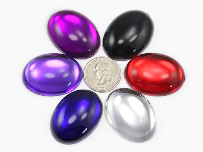 7 Colors Pearl H310 40x30mm 1 37//64 x 1 3//16 Large Oval Acrylic Cabochons 4 Pieces