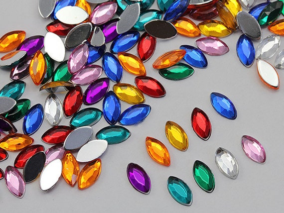 300 Pieces 8x6mm Assorted Colors Oval Jewels