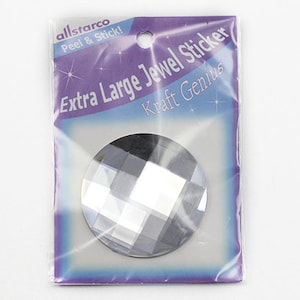 2-3 / 8 "60 mm Kristall Klar Extra Große Selbstklebende Runde Juwelen Acryl Strass Stick Auf Kunststoff Edelsteine Für Cosplay Verschönerung 1 Stück