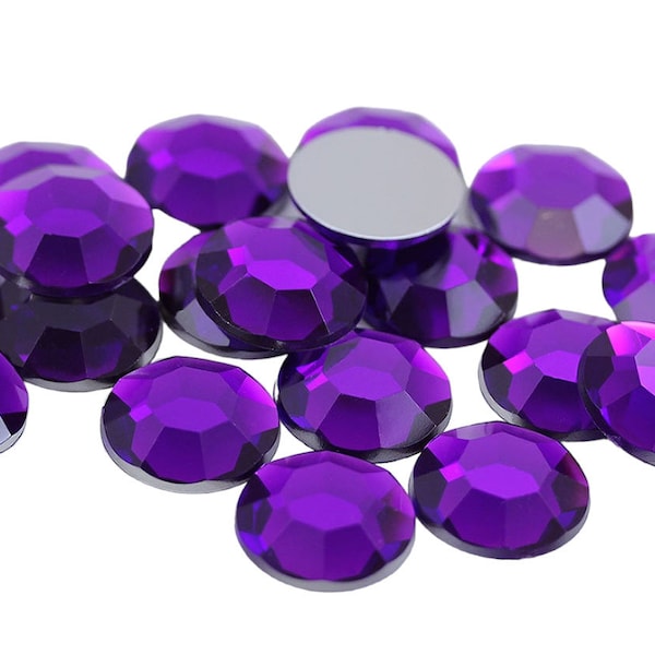 1000Pcs Acrylic Rhinestones Flat Back Purple Amethyst Scrapbooking Jewelry Making Plastic Craft Gems Card Making Embelishments 15 Sizes