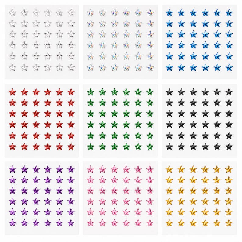 250 PCS Crystal Clear Acrylic Stick On Star Rhinestones Self Adhesive Gems Face Gems Body Art Jewels Scrapbooking Card Making 6mm 8mm 10mm image 5