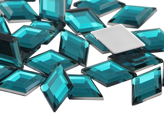 Blue Aqua Flat Back Diamond Acrylic Rhinestones Rhombus Jewels for