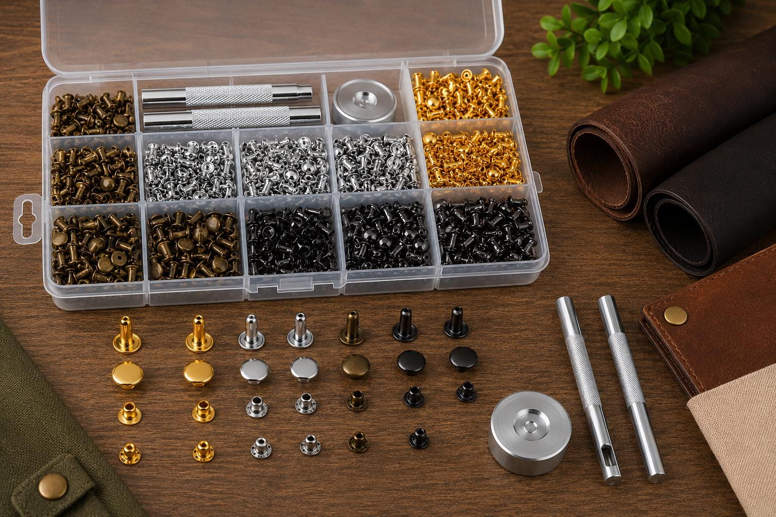 480 Sets Double Cap Rivets Kit With Tools – 4 Colors & 3 Styles Metal ...
