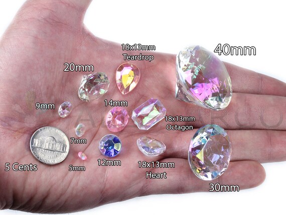 Crystal Clear Flat Back Square Acrylic Jewels Rhinestones Craft Gems  Costume Jewelry Making Embelishments 5 Sizes 