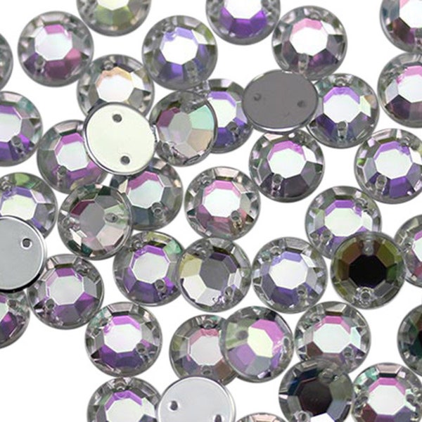 10mm 8mm 7mm Crystal AB Coating H702 Loose Acrylic Sew On Rhinestones Beads Jewels Gems For Sewing Crafts DIY Costume Making Cosplay