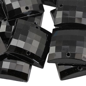 Perline da cucire quadrate piatte nere, con retro in plastica acrilica, per lavori artigianali, strass con fori, per cucire, abbellimenti di abbigliamento, costumi e cosplay.