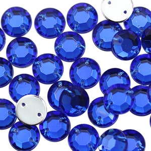 10mm 8mm 7mm Blue Sapphire H104 Loose Acrylic Sew On Rhinestones Beads Jewels Gems For Sewing Crafts DIY Costume Making Cosplay