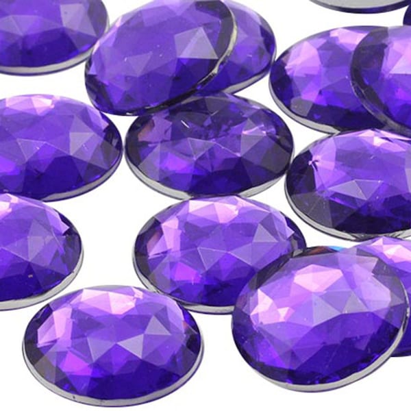 Purple Violet Flat Back Round Acrylic Rhinestones Plastic Circle Gems For Costume Making Cosplay Jewels Crafts Embellishments 7 Sizes