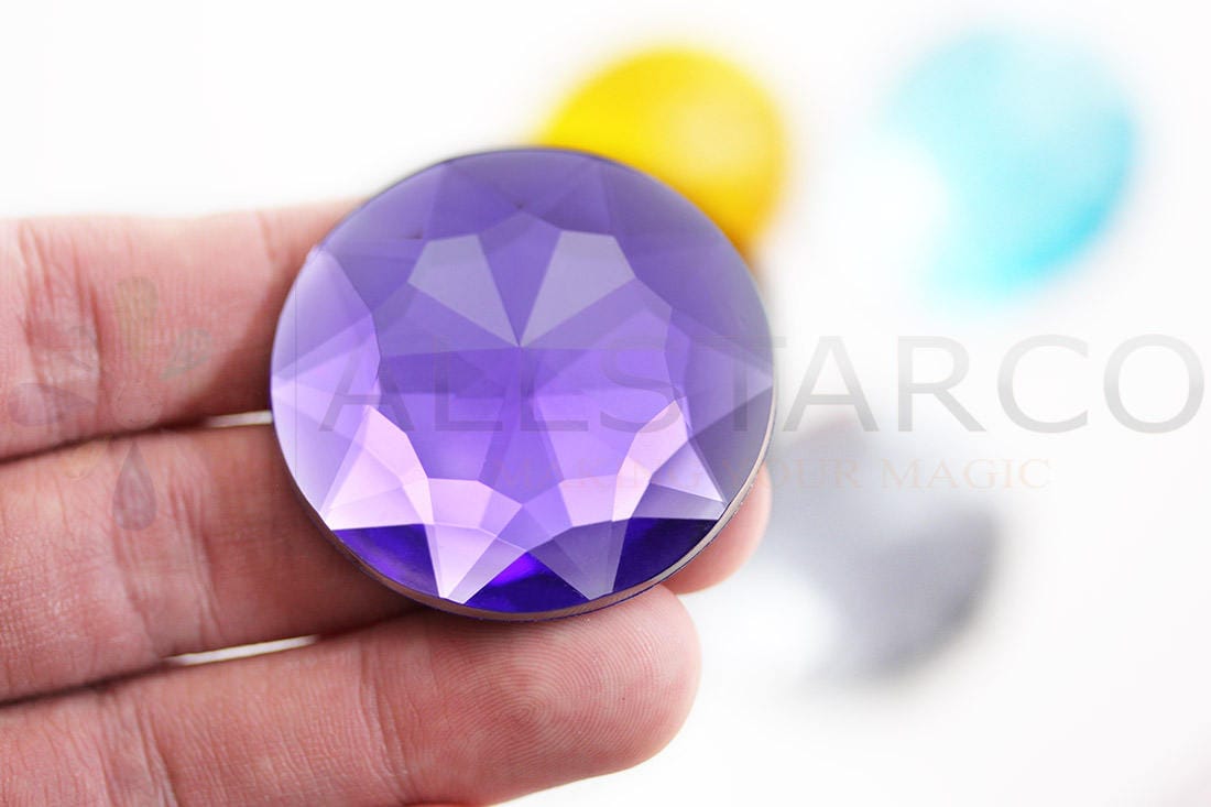30mm Flat Back Acrylic Rhinestones - Purple Amethyst Round Gems For Cosplay & Crafts (12 Pieces) - View #4