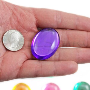 40 x 30 mm Lila Violett H132 Flache Rückseite Oval Acrylperle Cabochons Kunststoff Edelsteine für Handwerk Kostüm Verzierungen Schmuckherstellung Cosplay 4 Stk