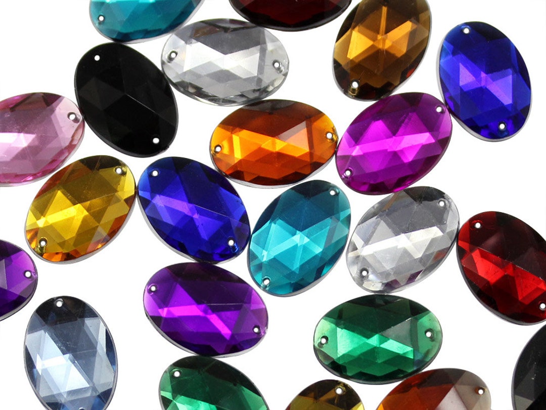 Lot De 100 Pierres Strass à Coudre Ovales 14x10mm Cristal - Strass Dos Plat Pour Vêtements, Sacs Et Travaux Manuels