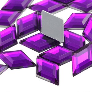 Purple Amethyst Flat Back Diamond Acrylic Rhinestones Plastic Gemstones Crafts Jewelry Making Cosplay Props Display Embellishments 3 Sizes