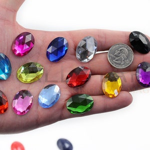 Assorted Colors Oval Shaped Plastic Acrylic Flat Back Rhinestones For Crafts Embellishments Card Invitations, Gemstones Allstarco Jewels, Jewelry Making, Cosplay, Props, DIY Projects, High Quality Premium Rhinestones for Garments Fashion Schools