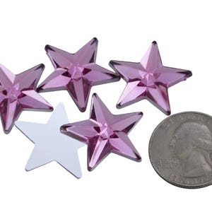 Adornos de diamantes de imitación rosas en forma de estrella de 15 mm y 25 mm, gemas acrílicas de plástico con base plana para joyería, manualidades, disfraces, invitaciones y joyas de cosplay.