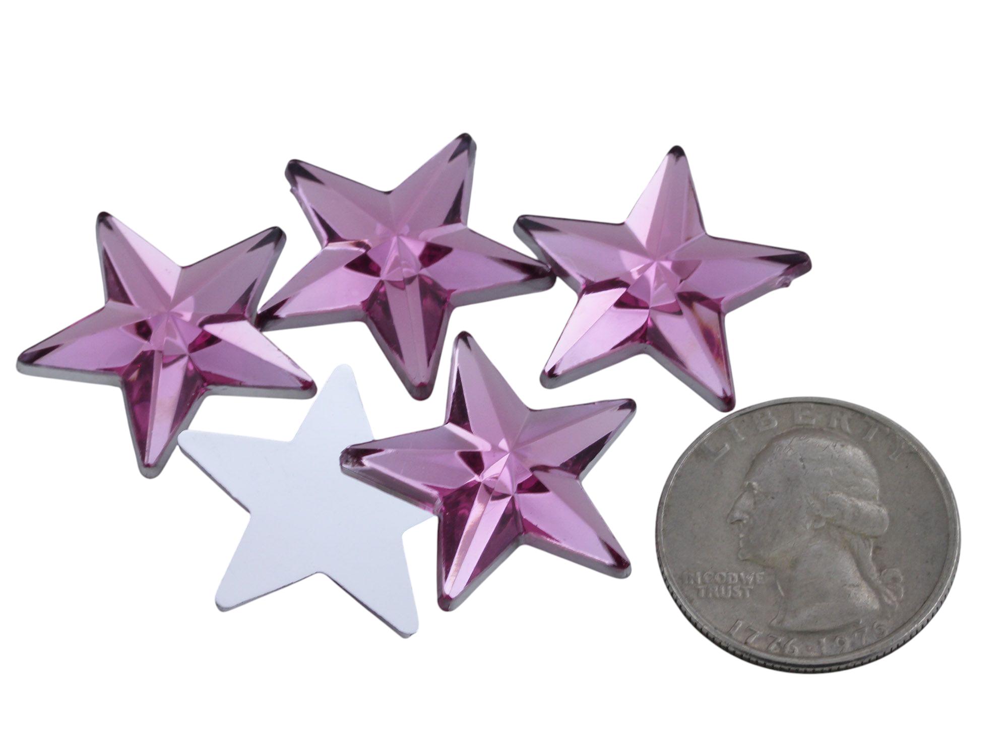Pink Star Rhinestones Embelishments Flat Back Acrylic Plastic Gems