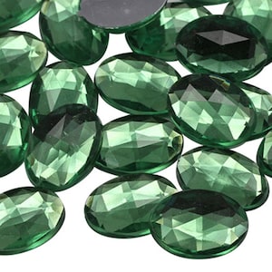 Oval Green Peridot Plastic Acrylic Flat Back Rhinestones For Crafts Embellishments Card Invitations, Gemstones Allstarco Jewels, Jewelry Making, Cosplay, Props, DIY Projects, Flat Back Gems Premium Rhinestones for Garments, Pop Displays