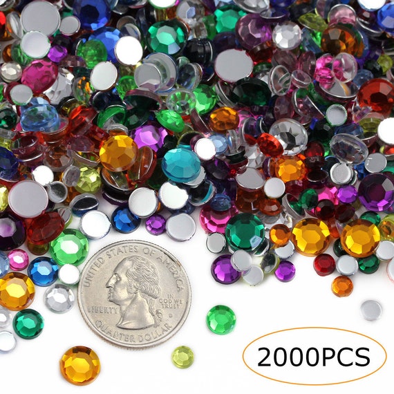 2000 Pcs Acrylic Rhinestones in Bulk Flat Back Acrylic Gems