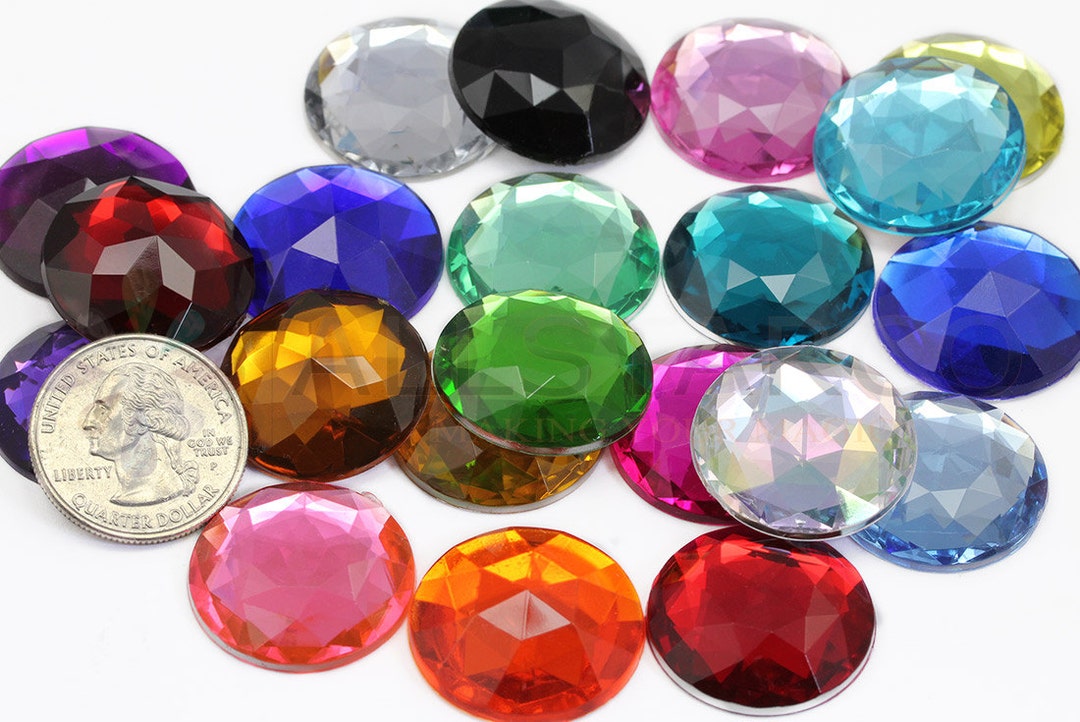 20mm Crystal Clear H102 Flat Back Round Acrylic Gems High Quality Pro Grade 20 Pieces