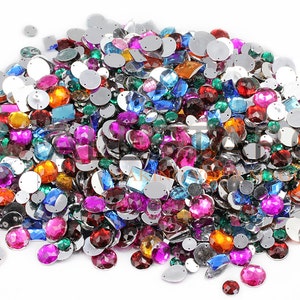 Bulk Loose Sew On Gems Rhinestones Jewels Over 700 Pieces Assorted Colors & Sizes image 3