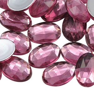 Pink Rose Oval Plastic Acrylic Flat Back Rhinestones For Crafts Embellishments Card Invitations, Gemstones Allstarco Jewels, Jewelry Making, Cosplay, Props, DIY Projects, High Quality Flat Back Gems Premium Rhinestones for Garments