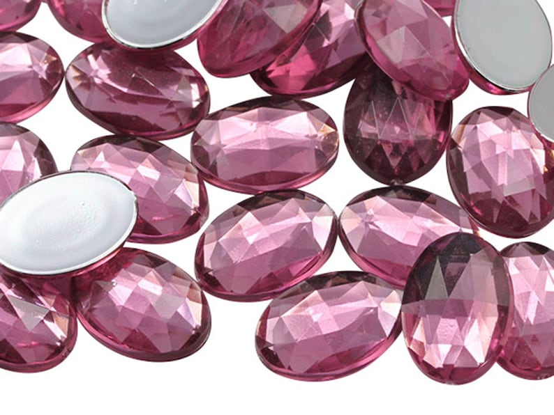 Pink Rose Oval Plastic Acrylic Flat Back Rhinestones For Crafts Embellishments Card Invitations, Gemstones Allstarco Jewels, Jewelry Making, Cosplay, Props, DIY Projects, High Quality Flat Back Gems Premium Rhinestones for Garments