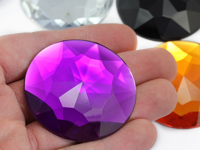 50mm Crystal Clear AB H702 Flat Back Round Acrylic Rhinestones Plastic Circle Gems For Costume Making Cosplay Jewels Pro Grade 4 Pieces