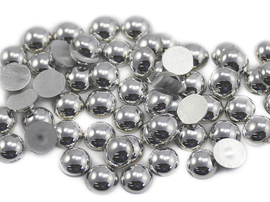 Silver Loose Acrylic Round Pearl Flat Back Cabochons High - Etsy