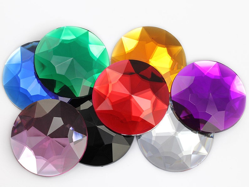 50mm Crystal Clear AB H702 Flat Back Round Acrylic Rhinestones Plastic Circle Gems For Costume Making Cosplay Jewels Pro Grade 4 Pieces