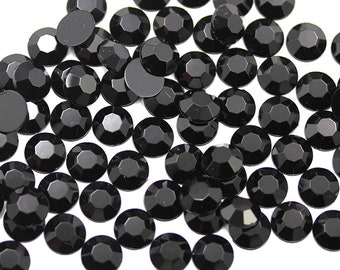 1000Pcs Acrylic Rhinestones Flat Back Jet Black Scrapbooking Jewelry Making Plastic Craft Gems Card Making Embelishments Cosplay 14 Sizes