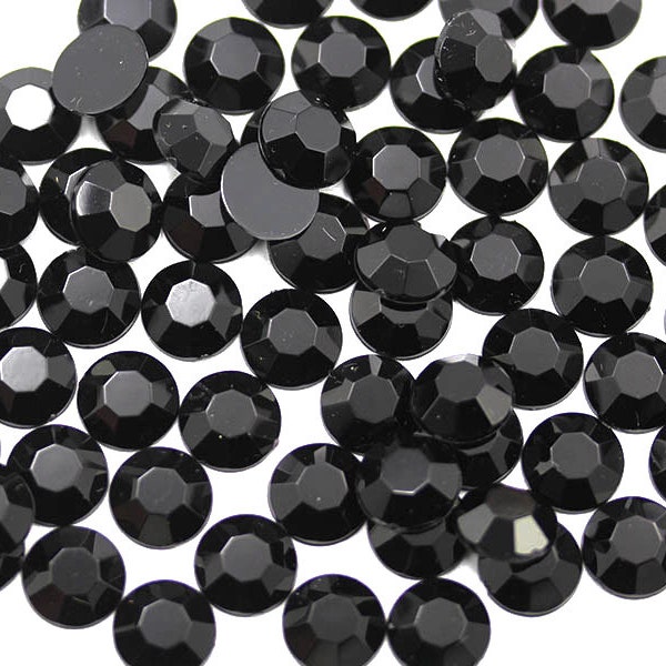 1000 pcs Acrylique Strass Dos Plat Jet Black Scrapbooking Fabrication de Bijoux En Plastique Artisanat Gemmes Fabrication De Cartes Embellissements Cosplay 14 Tailles