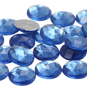 Bleu Sapphir rondes acryliques strass haute qualité pour fabrication de bijoux - 100 Pieces