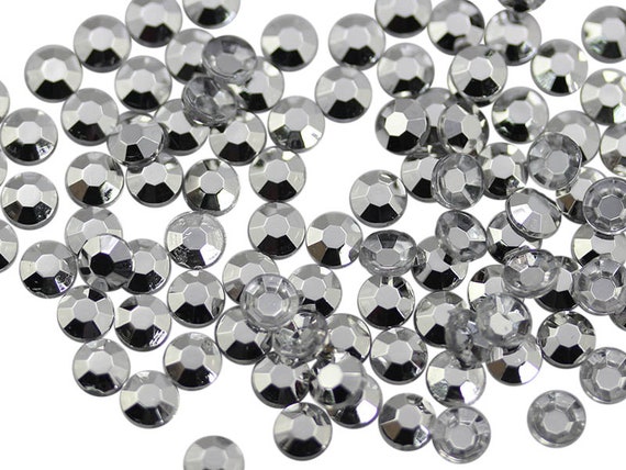 1000pcs Acrylic Rhinestones Flat Back Silver Plated Scrapbooking