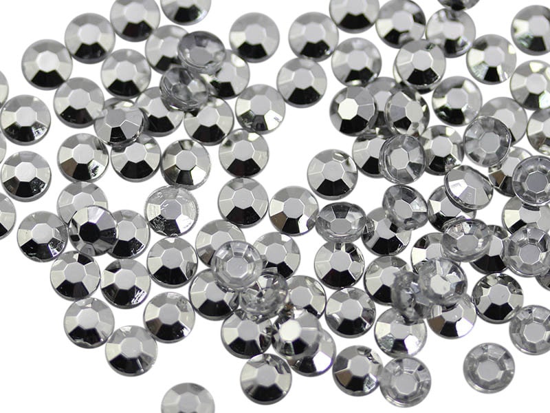 1000pcs Acrylic Rhinestones Flat Back Silver Plated Scrapbooking Jewelry  Making Plastic Craft Gems Card Making Embelishments 4 Sizes 