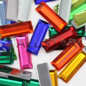 22 x 7 mm Colori assortiti Baguette a retro piatto Strass acrilici sciolti Gioielli di alta qualità professionale - 125 pezzi