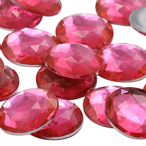 Hot Pink H114 Flat Back Round Acrylic Rhinestones Plastic Circle Gems For Costume Making Cosplay Jewels Crafts Embellishments 2 Sizes