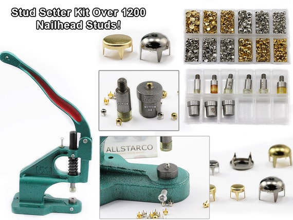 Pearl Studs Bedazzler Nailhead Stud Setter Tool Handpress Kit Over 1400 Gold Spot Silver