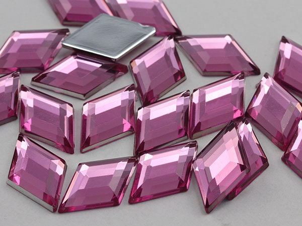 Diamond Acrylic Gems Flat Back 67x48mm Pink H112 2 Pcs