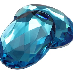 40 x 30 mm Azul Aqua H109 Joyas ovaladas de acrílico con parte trasera plana, adornos para cosplay, gemas ovaladas para disfraces, diamantes de imitación, gemas de plástico, manualidades - 4 piezas