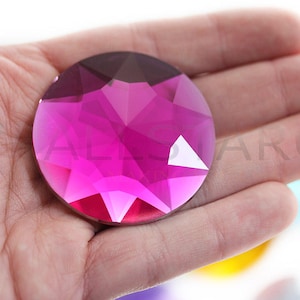 Strass in acrilico rotondi con dorso piatto rosa fucsia extra large, gemme circolari in plastica per la creazione di costumi e gioielli da cosplay, 4 pezzi