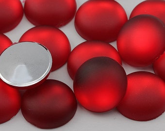 Red Ruby H503 Flat Back Frosted Matte Moonglow Lunasoft Finish Loose Acrylic Round Pearl Cabochons - 7 Sizes