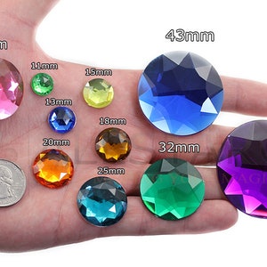 Flat Back Round Acrylic Rhinestones Plastic Gems on hand next to quarter 25 cents usa crystal clear jewels size reference allstarco For Crafts Embellishments Card Invitations, Gemstones High Quality Premium Rhinestones for Garments Fashion Kid School