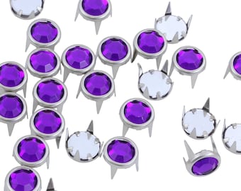 Purple Amethyst Bedazzler Refills Rhinestones Preset Gemagic Non Rusting Studs for Garment Embellishments Leather work DIY Crafts - 5 Sizes