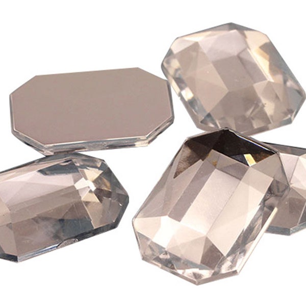 Crystal Clear Flat Back Octagon Acrylic Rhinestones Plastic Gems Cosplay Jewels Crafts Embelishments DIY Costumes Scrapbooking- 6 Sizes