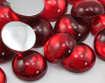 Roter Rubin flach zurück Acryl Perle Cabochons Kunststoff Edelsteine für Handwerk Kostüm Verleumderungen Schmuck Karte machen Cosplay Juwelen - 8 Größen