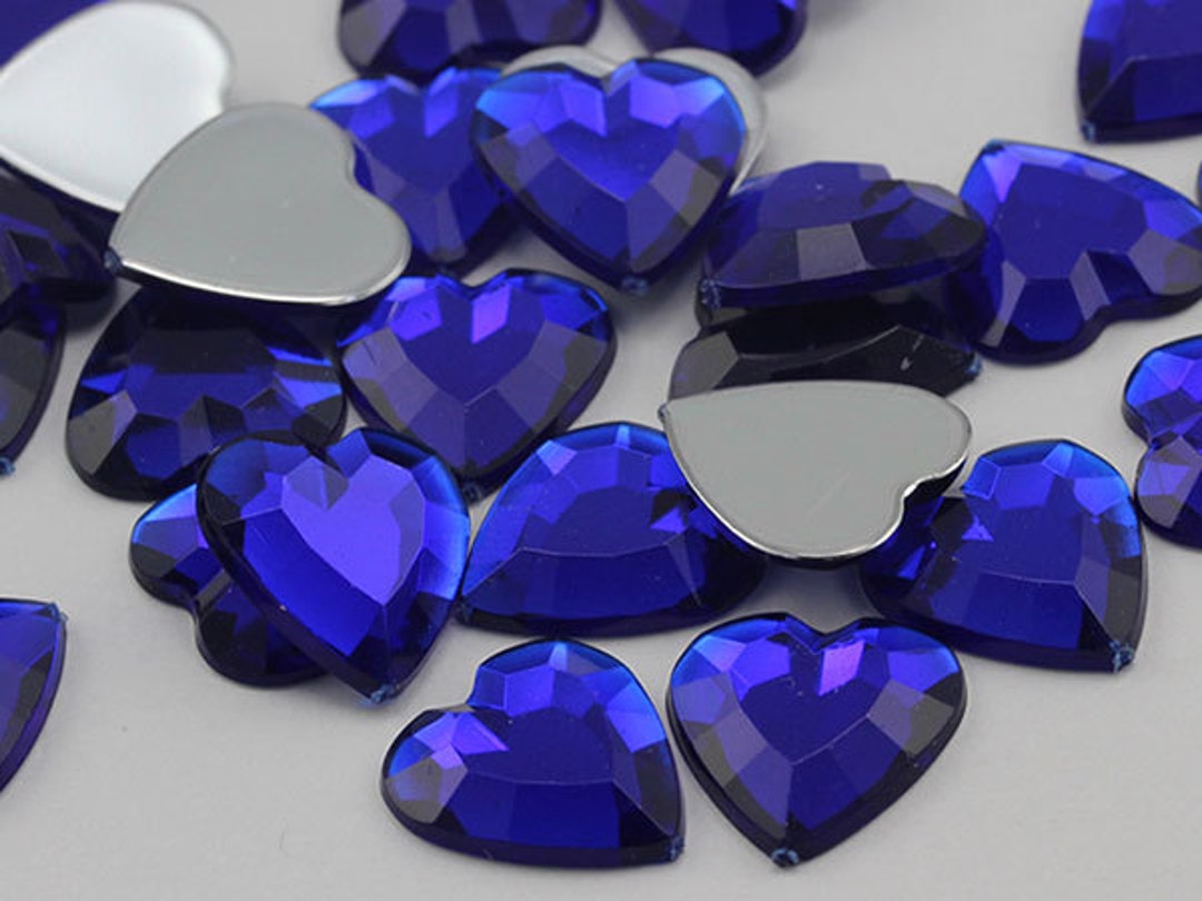 15mm Blue Sapphire Dark .NAB01 Flat Back Round Acrylic Gems - 40 Pieces