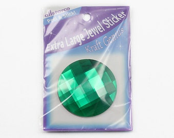 2-3/8" 60mm Grüner Smaragd Extra groß selbstklebend Runde Juwelen Acryl Strass Aufkleben Kunststoff Edelsteine Für Cosplay Embelishment 1 Stück