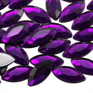 Pietre acriliche piatte con retro piatto in ametista viola, per abbellimenti di costumi, gioielli, gioielli, cosplay, gemme di plastica