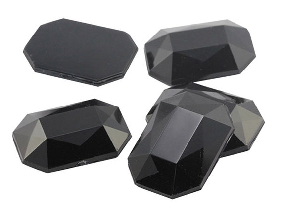 Octagon Acrylic Gems Flat Back 25x18mm 15 Pcs Black Jet A11