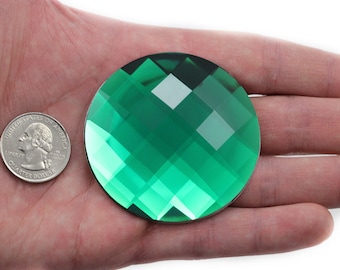 Extra Large Green Emerald Flat Back Round Acrylic Rhinestones Plastic Gems Costume Making Cosplay Jewels Embellishments Display Pop 11 Sizes