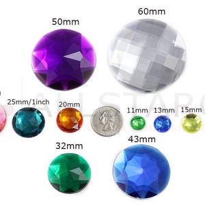 Allstarco Round Rhinestones Size Reference next to US quarter 25 cents high quality gems flat back jewels plastic rhinestones premium gems for crafts Jewels, Jewelry Making, Cosplay, Props, DIY Projects, High Quality  for Garments Fashion Kids School